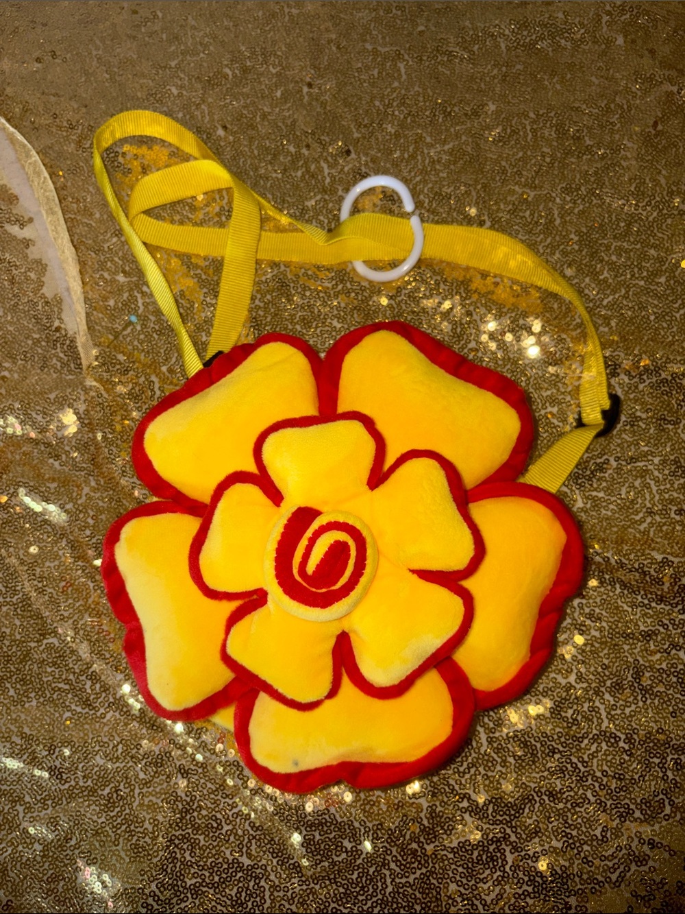 Kids Yellow & Red Flower Crossbody Bag - Soft Plush Accessory